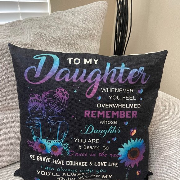 To My Daughter Gifts Pillow Cover Gift from Mom, 18x18in, Cushion Case - Picture 6 of 7